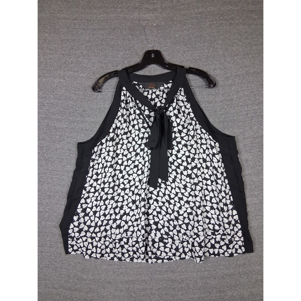 Alice In Wonderland Womens Shirt Large Black AOP Ditzy Heart Neck Tie Disney